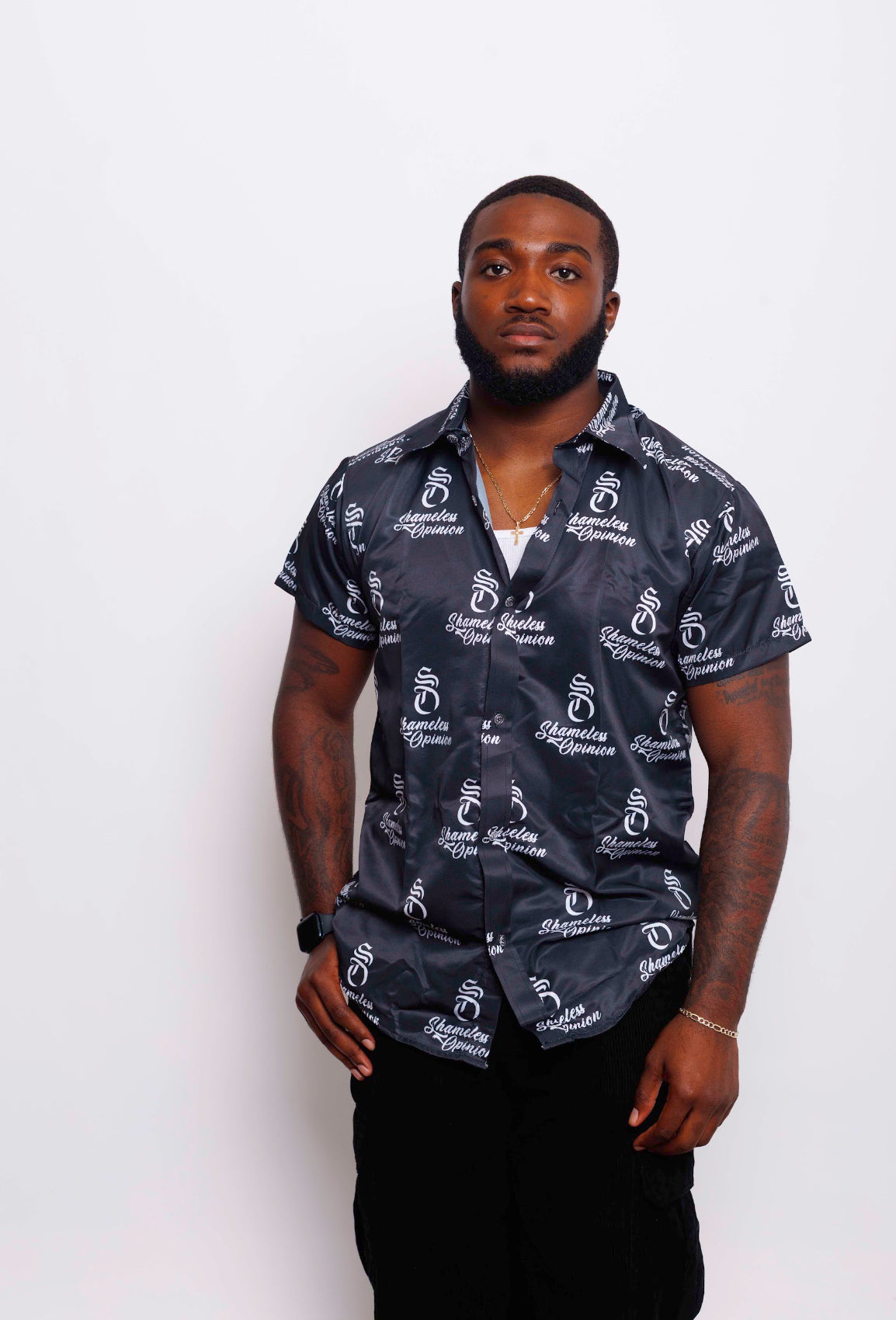 Shameless Opinion All over print luxury button up shirt