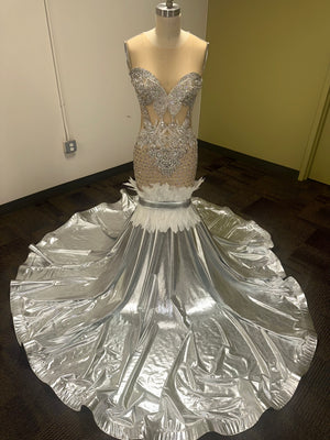 “Butterfly effect “Custom sliver sample gown (1 of 1)