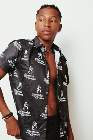All over print luxury button up shirt